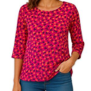 Lilly Pulitzer Pink Floral Merino Wool Knit Sweater Womens Size M